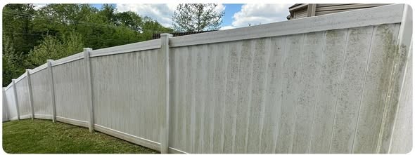 Vinyl fence before washing