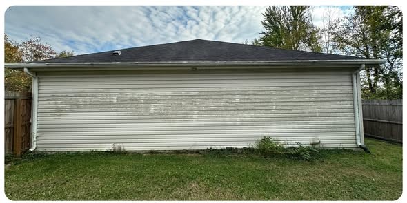 Garage exterior before soft washing